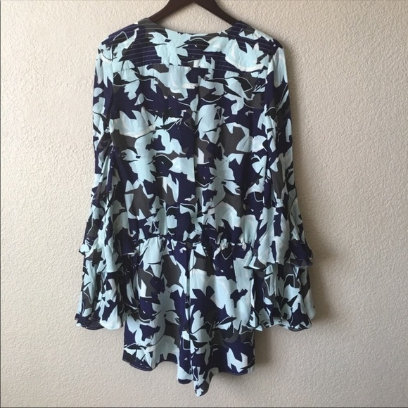 Parker Blue Ruffled Villa Combo Shorts Romper Small Floral - Picture 5 of 8